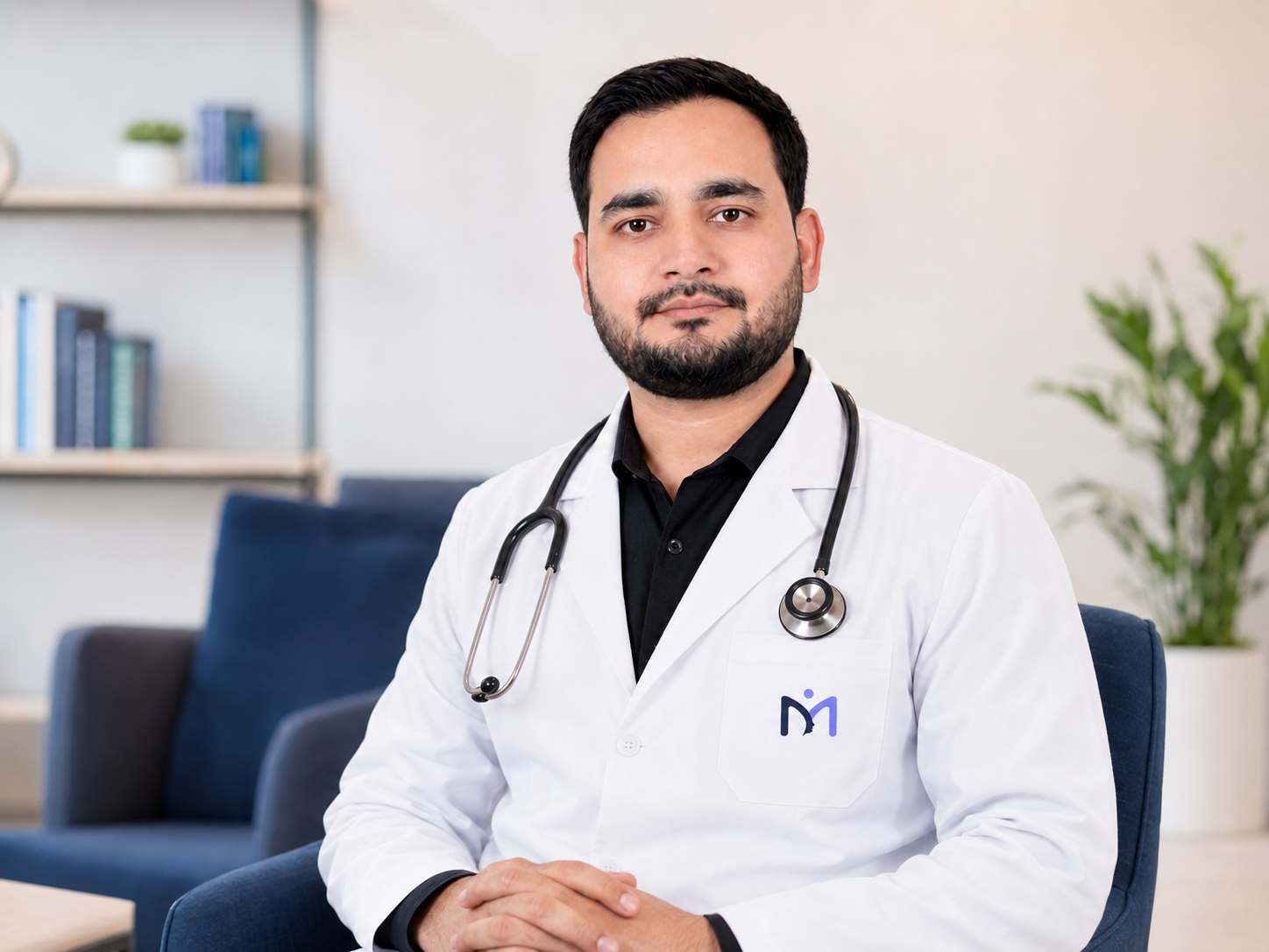 Dr Mohd Fahad Khan seated in a calm consultation room